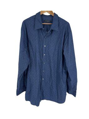 Synrgy Men's Blue Geometric Long Sleeve Button-Down Shirt Size 2XLT